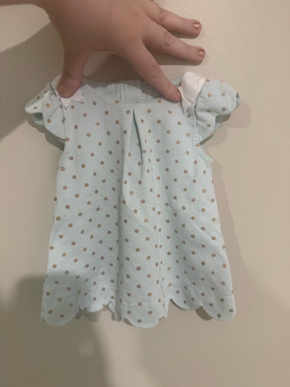 Tahari Light Blue Dress with Gold Polka Dots